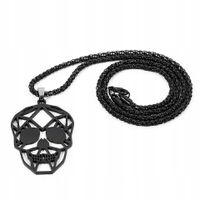 Naszyjnik Czaszka Wisior Gothic Czacha punk stal nierdzewna Muertos Czarny