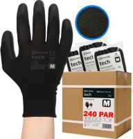 rękawice robocze mercator tech black+black pu - m - 240 par