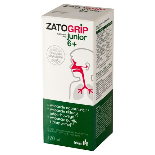 Zatogrip Junior Czarny Bez Pelargonia Afrykańska Wspiera Odpornosć 120 ml na Arena.pl