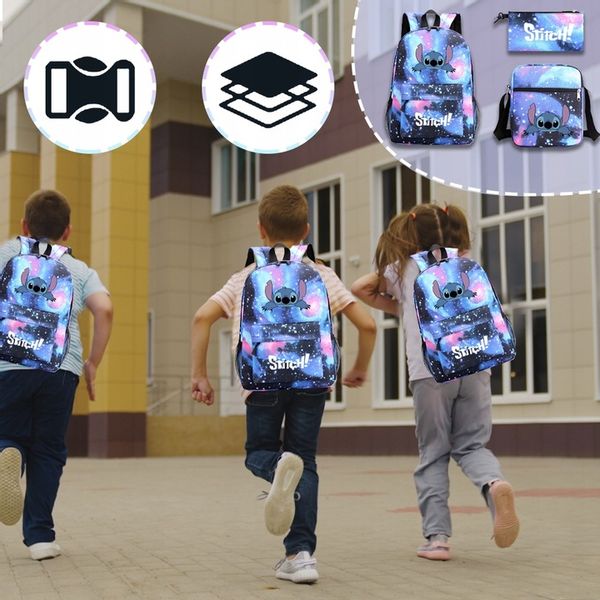 STICH PLECAK SZKOLNY ZESTAW PIÓRNIK TORBA 3W1 Lilo i Stitch, Wielokolorowy zdjęcie 3