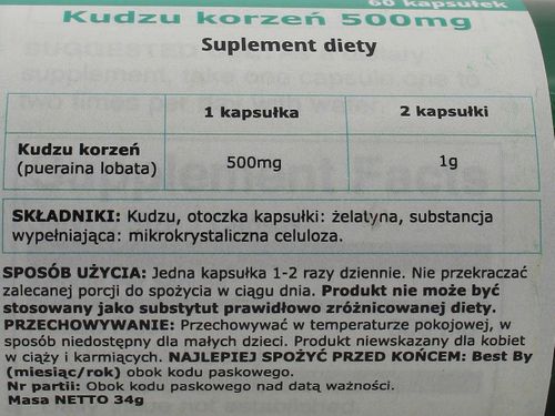 Kudzu Root 500mg - Swanson - 60kaps na Arena.pl