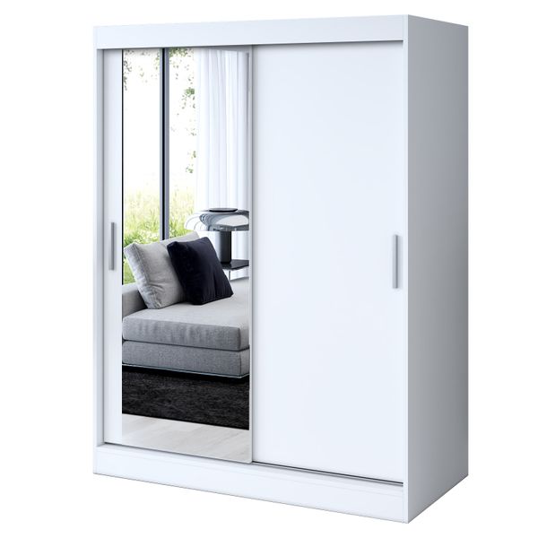 Szafa Przesuwna 150cm SOFIA Biel Garderoba 2 wnętrza zdjęcie 1