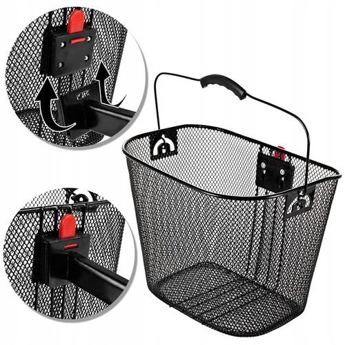 KOSZYK KOSZ METALOWY ROWEROWY NA ROWER PRZEDNI Z UCHWYTEM CLICK CZARNY DUŻY na Arena.pl