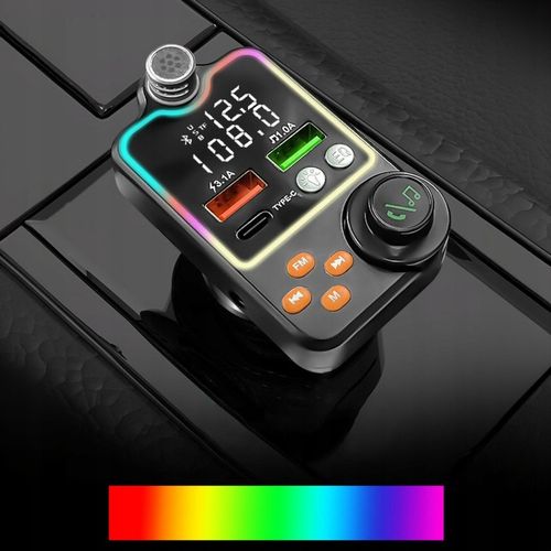 TRANSMITER BLUETOOTH SAMOCHODOWY BT 5.0 ŁADOWANIE QC 3x USB RGB AUDIO na Arena.pl