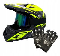 KASK CROSSOWY ENDURO NA CROSSA QUADA MOTOR ROWER LEKKI NA PREZENT ZESTAW S