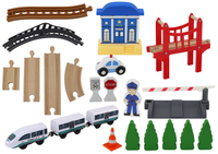 DLA DZIECI DREWNIANY TOR KOLEJOWY POCIĄG AKCESORIA