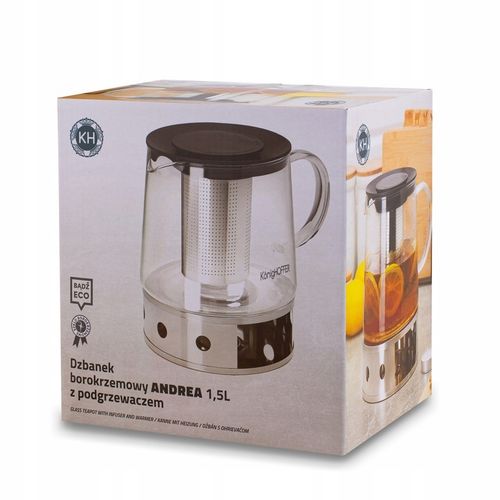 DZBANEK do KAWY HERBATY Ziół z ZAPARZACZEM i PODGRZEWACZEM Andrea 1,5 Lit. na Arena.pl