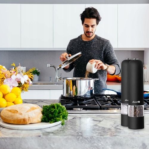 Elektryczny młynek do soli pieprzu przypraw z regulacją zestaw 2 szt. na Arena.pl