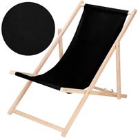Leżak ogrodowy, drewniany z 3-stopniową regulacją, plażowy, balkonowy, czarny