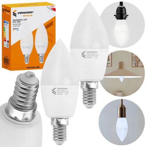 Żarówka LED E14 10W 4000K świeczka 2 szt. VERGIONIC na Arena.pl
