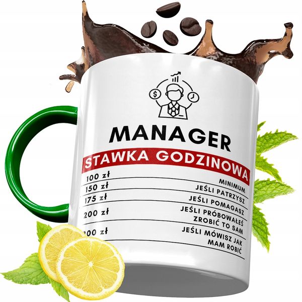 Kubek Zielony Dla Managera Na Urodziny Prezent Z Nadrukiem Ze Zdjęciem zdjęcie 1