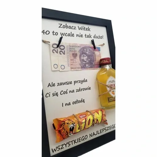 PREZENT NA 30 40 50 60 70 URODZINY RAMKA tabliczka grawer Duża Czarna zdjęcie 5