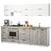 MEBLE KUCHENNE ZESTAW OLIWIA G2 2.4M BIAŁY-BETON