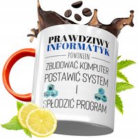 Kubek Pomarańczowy Dla Informatyka Programisty Z Nadrukiem Ze Zdjęciem