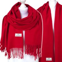 KASZMIROWY CIEPŁY GRUBY SZAL damski długi gładki szalik MAXI PREMIUM