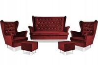 Zestaw wypoczynkowy mebli uszak Diana sofa fotele pufy  komplet