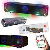 GŁOŚNIK SOUNDBAR GAMINGOWY DO KOMPUTERA MINI JACK 3,5mm AUX USB DC LED RGB