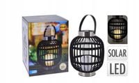 LAMPION LED Z BATERIĄ SOLARNĄ CZARNY 35 x 44,5 CM DO OGRODU I WNĘTRZ