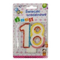 świeczka cyfra 18-tka mix  | św-287k