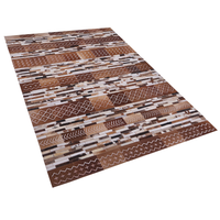 Dywan patchwork skórzany 140 x 200 cm brązowy HEREKLI