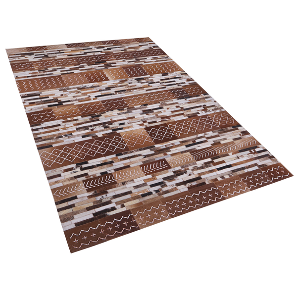 Dywan patchwork skórzany 140 x 200 cm brązowy HEREKLI zdjęcie 1