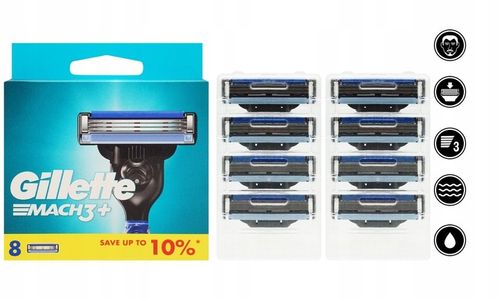 WKŁADY DO MASZYNKI GILLETTE MACH 3 FRESH NOŻE OSTRZA DO MASZYNKI MACH3 x8 na Arena.pl
