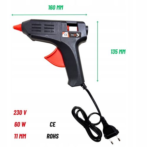 PISTOLET DO KLEJU NA GORĄCO MOCNY WKŁADY 11 mm 60W KLEJARKA + KLEJ 1kg na Arena.pl