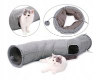 TUNEL DLA KOTA Z PIŁKĄ DUŻY SZARY 124 CM ZABAWKA LEGOWISKA PIŁKA DLA KOTA