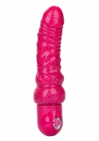 calexotics lady boner bendable vibrator rożowy elastyczny model z brokatem