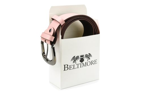 Beltimore Skórzany Damski Pasek Do Spodni 4 Cm Różowy A70 na Arena.pl