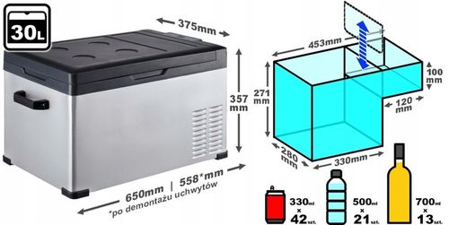 30L samochodowa lodówka zamrażarka -20°C 12V/24V|230V bluetooth +torba cool na Arena.pl
