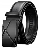 PASEK SKÓRZANY MĘSKI DO SPODNI KLAMRA AUTOMATYCZNA METALOWA AUTOMAT CZARNY