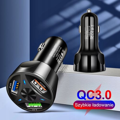 SZYBKA SAMOCHODOWA ŁADOWARKA 3xUSB QUALCOMM QC 3.0 na Arena.pl