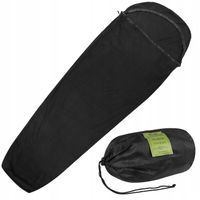 Śpiwór turystyczny wojskowy ciepły polarowy 220 cm Mil-Tec Wkład Czarny