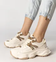 Beżowe sneakersy damskie sportowe z panterkową wstawką Sandra 40