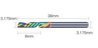 Frez 1-ostrzowy typu DownCut, negatyw, VHM Rozmiar: Ø3.175x8x3.175x38L