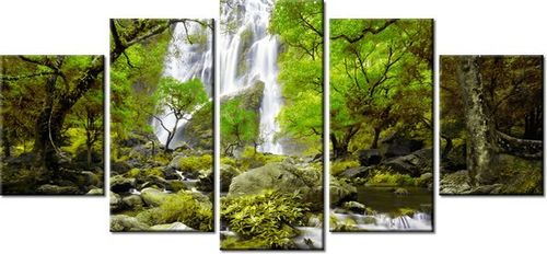 70CM 150CM OBRAZ 5 ELEM WODOSPAD ZIELENI ŚCIENNY na Arena.pl