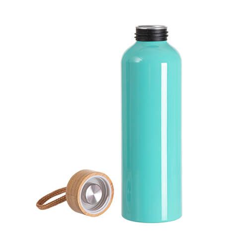 Aluminiowa butelka na wodę 600 ml z bambusową pokrywką do sublimacji - miętowa na Arena.pl