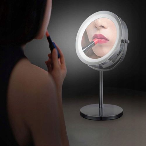 LUSTERKO KOSMETYCZNE DWUSTRONNE 13 cm PODŚWIETLANE LED LUSTRO STOJĄCE na Arena.pl