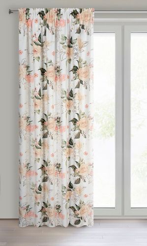 Zasłona gotowa na taśmie ROSE 135x270 Eurofirany biała w róże na Arena.pl