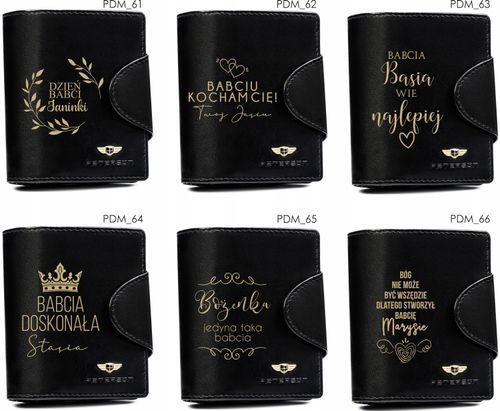 Portfel skórzany zcarny prezent DLA BABCI z GRAWEREM na Arena.pl