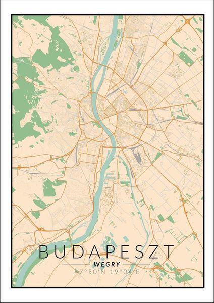 Budapeszt mapa kolorowa - plakat 20x30 cm zdjęcie 1