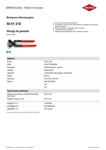 obcęgi do gwoździ 210mm - kn 50 01 210 na Arena.pl