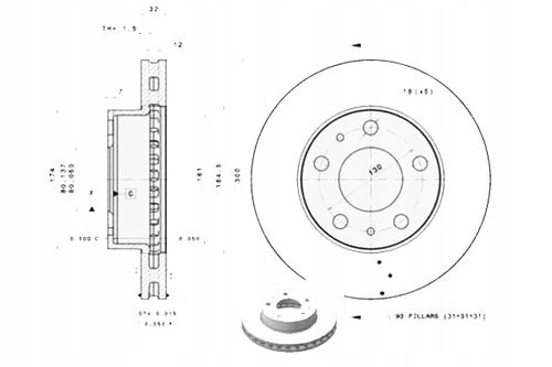 TARCZA HAM PRZOD 300X32 V BREMBO na Arena.pl