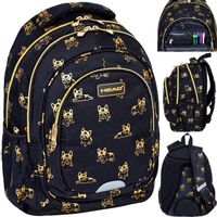 PLECAK TORNISTER SZKOLNY DLA DZIEWCZYNKI CZARNY ZŁOTY PIES PIESEK KLASA 1 3