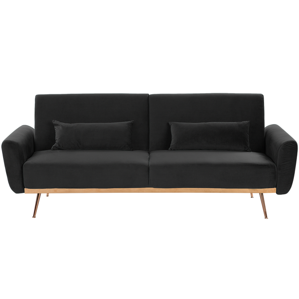 Sofa rozkładana welurowa czarna EINA zdjęcie 1