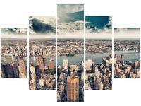 105CM 150CM OBRAZ 5 ELEM ZACHÓD SŁOŃCA MANHATTANEM DRUK