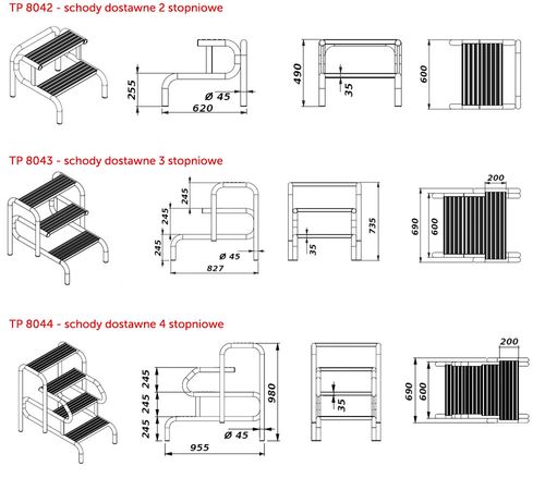 Drabina magazynowa schody podest DRABEX 8043 na Arena.pl