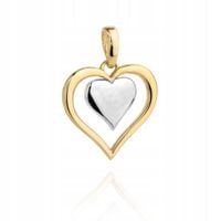 Złoty wisiorek zawieszka serduszko z bialym złotem