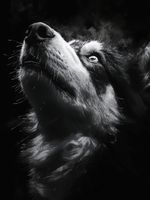 Plakat 60x80cm Portret Zwierząt do Salonu Pokoju | Husky 2 | Czarno Białe